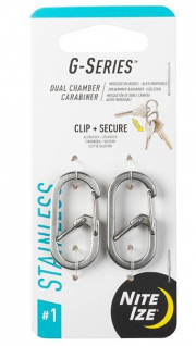 Карабины NiteIze G-Biner #1 Stainless, 2 шт, нержавеющая сталь