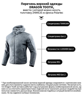 Толстовка Dragon Tooth ZL Polartec Tactical Thermal Fleece, Light Grey