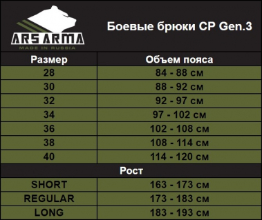 Брюки боевые Ars Arma CP Gen 3, Ranger Green