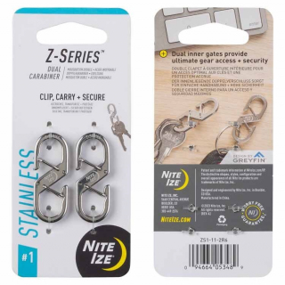 Карабины двойные NiteIze Z-Series Dual Carabiner #1 Stainless, 2шт